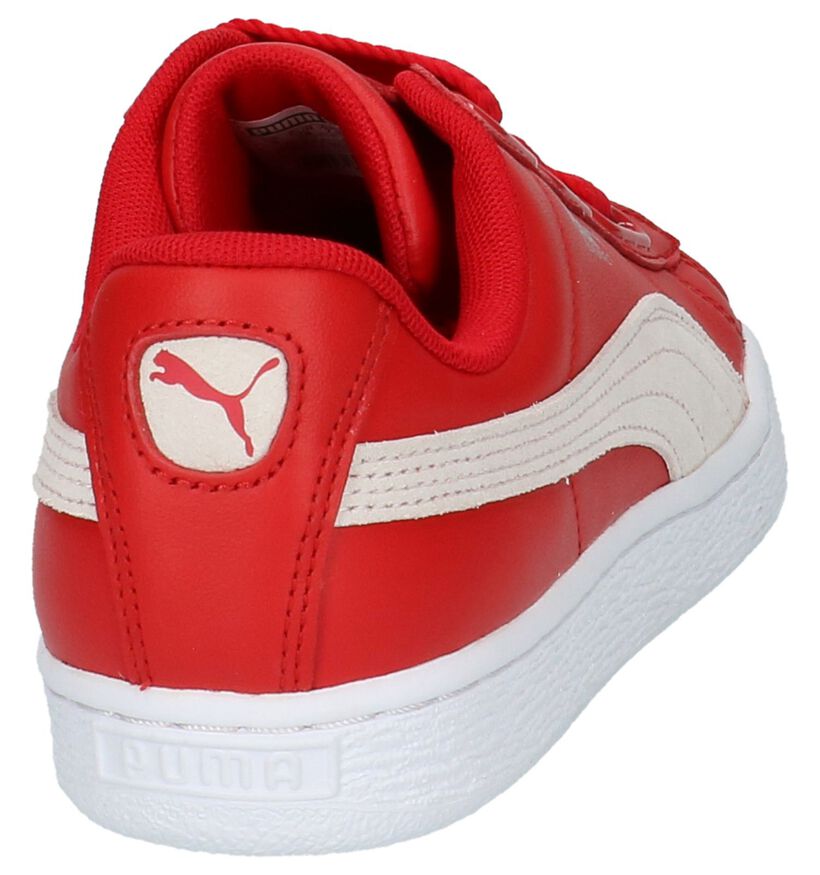 Puma Basket Heart Lage Sneakers Zwart in leer (199464)