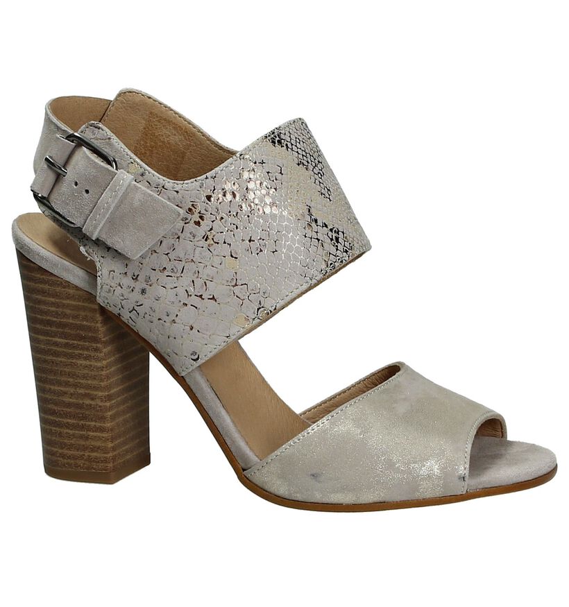 Taupe High Heel Sandalen met Slangenprint Gosh, , pdp