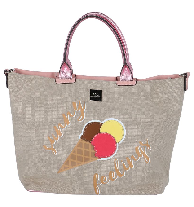 Donkerbeige Strandtas BOO! Sunny in stof (215233)