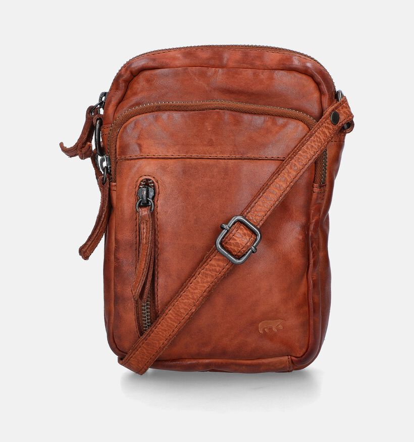 Bear Design Sac à bandoulière en Cognac pour hommes (358893)