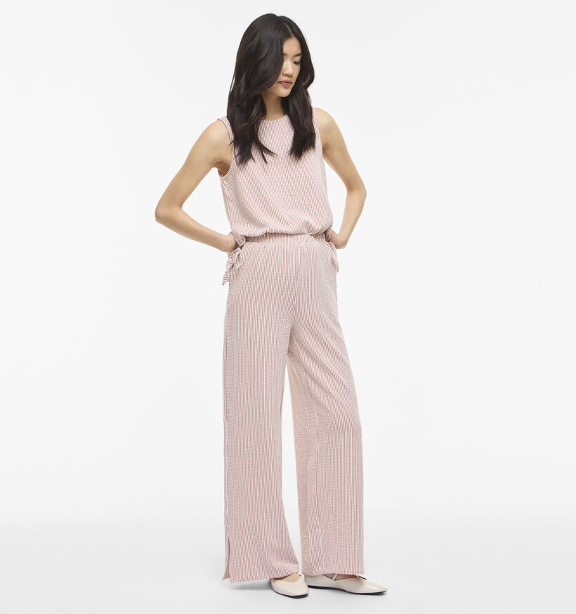 Vila Striplo Witte/Lichtrode Gestreepte Broek voor dames (375530)