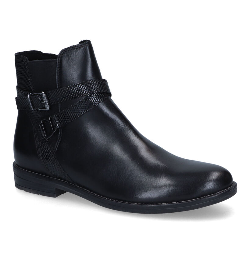 Marco Tozzi Bottines plates en Noir en cuir (315361)