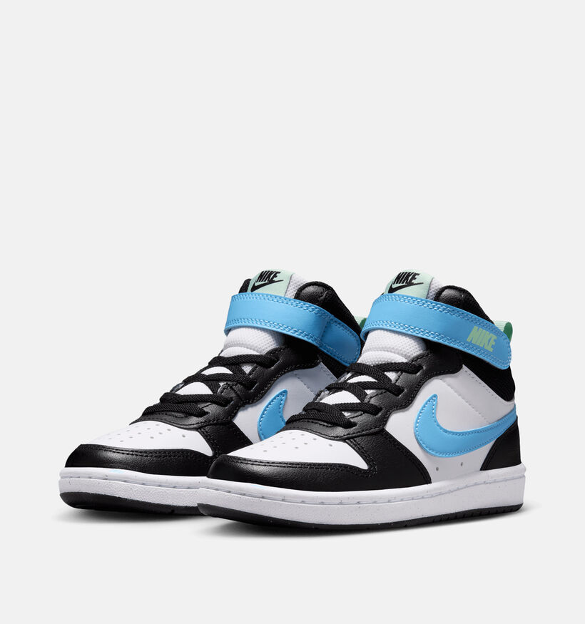 Nike Court Borough Mid Witte/Blauwe Sneakers voor jongens (377283)