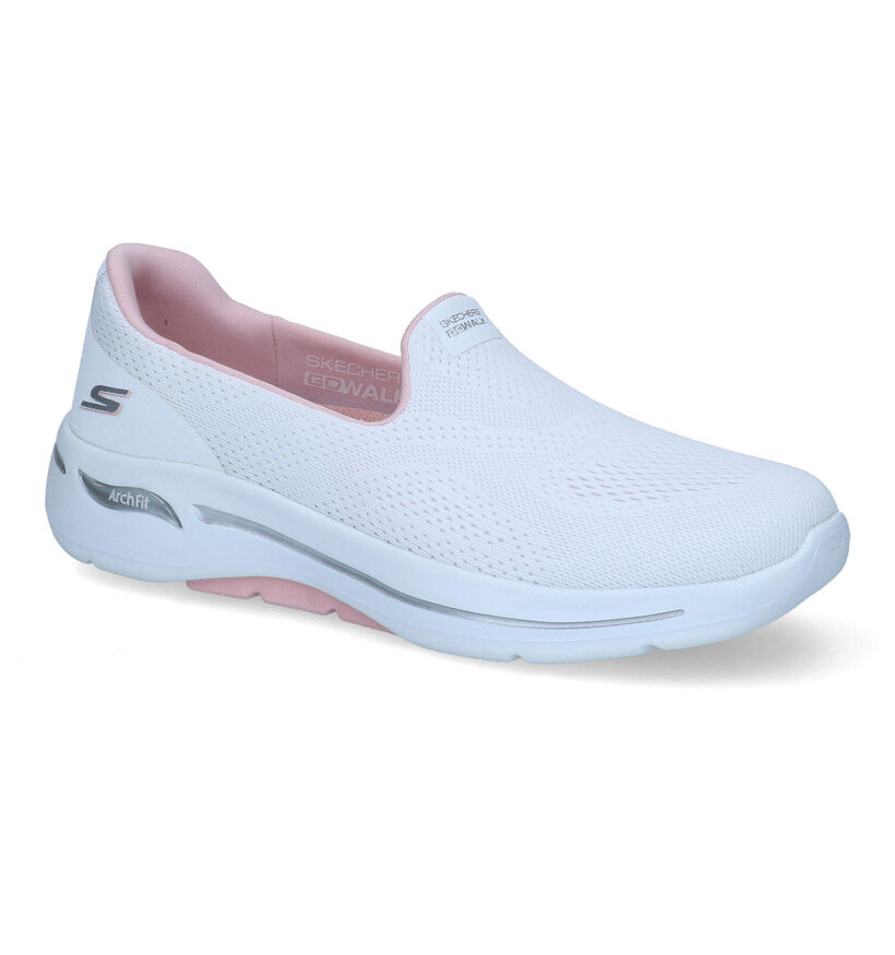 Skechers Go Walk Arch Fit Witte Slip-on Sneakers in stof (302119)