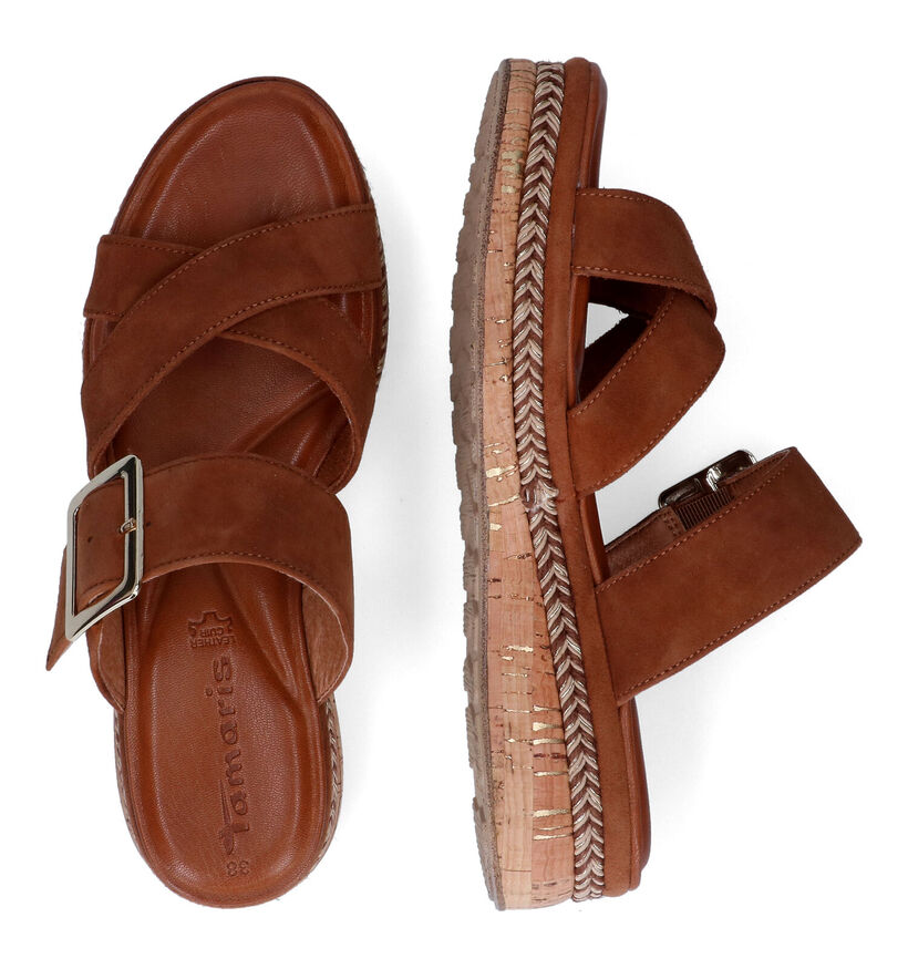 Tamaris Cognac Slippers in leer (307565)