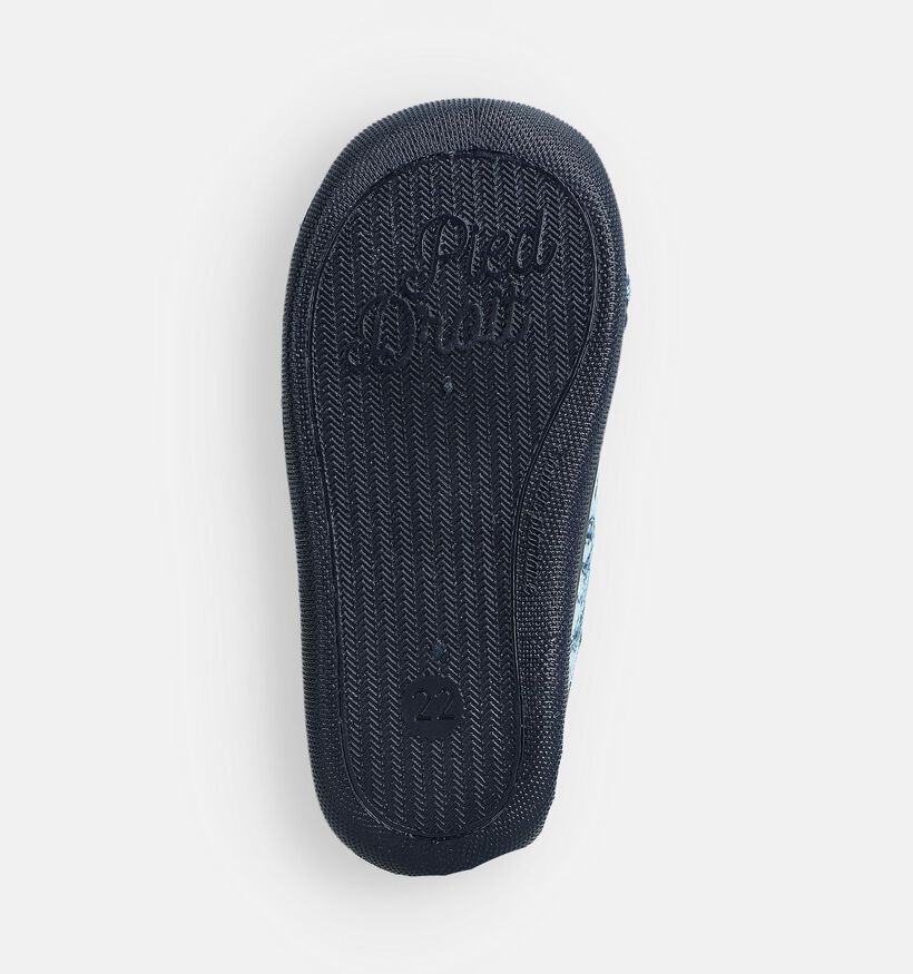 Milo & Mila Dino Pantoufles en Bleu pour gar&ccedil;ons (374934) - pour semelles orthop&eacute;diques