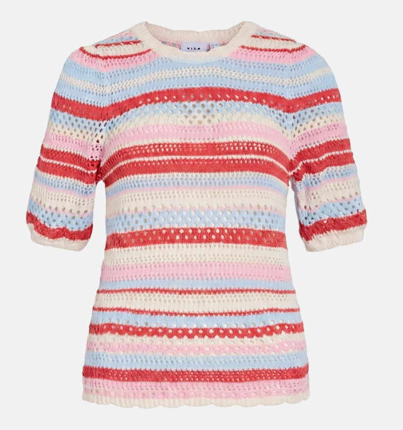 Vila Mina Stripe Knit Roze/Lichtblauwe Trui voor dames (374838)