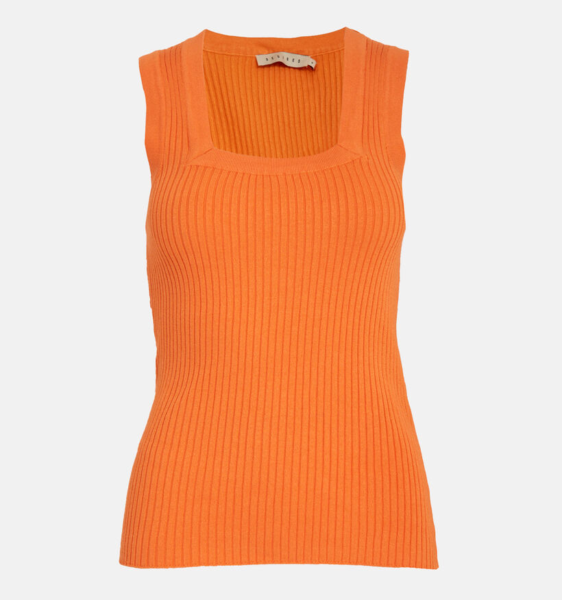 Desires Aneli Rib Square Neck Oranje Top voor dames (370634)