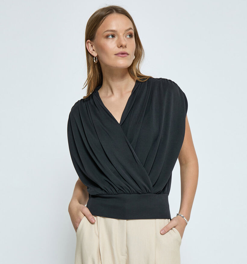 Minus Elvie Modal Wrap Zwarte Blouse voor dames (359238)