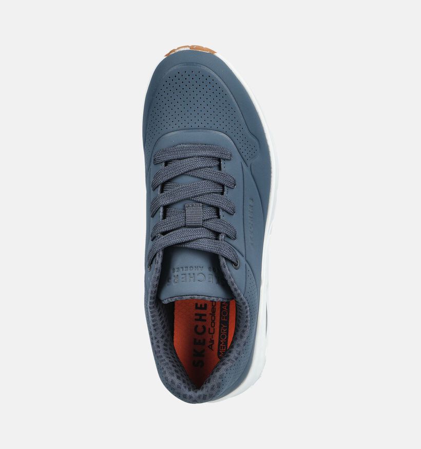 Skechers Uno Stand On Air Baskets basses en Bleu fonc&eacute; pour filles, gar&ccedil;ons (375666) - pour semelles orthop&eacute;diques