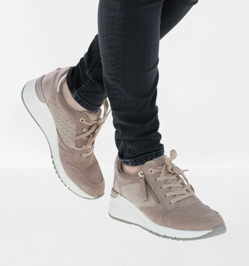 Tamaris Taupe Veterschoenen in nubuck (286295)