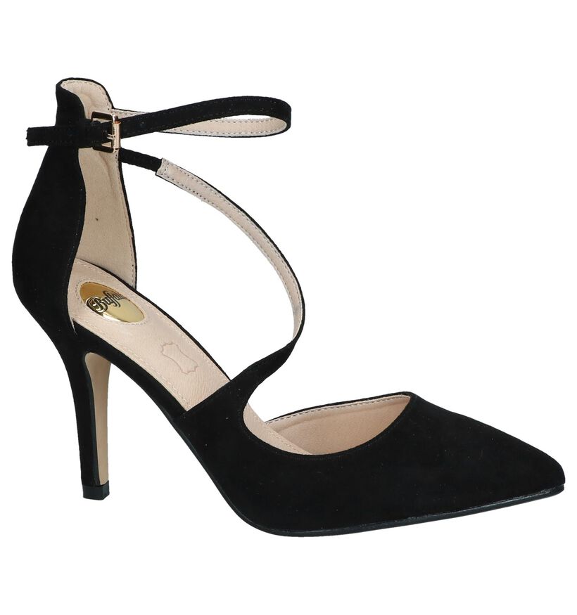 Zwarte Pumps met Bandje Buffola in stof (240472)