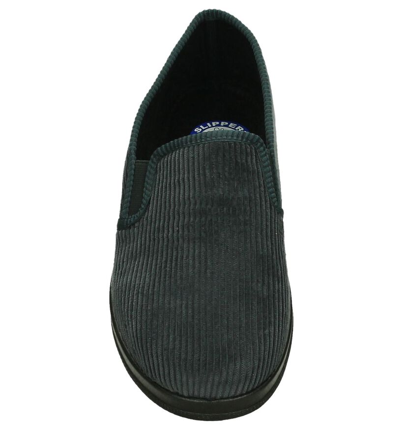 Slippers Comfort Pantoufles fermées en Gris foncé en textile (206077)