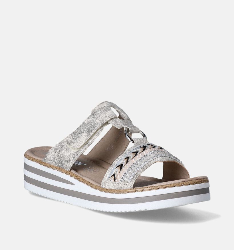 Rieker Gouden Slippers met sleehak voor dames (354918)