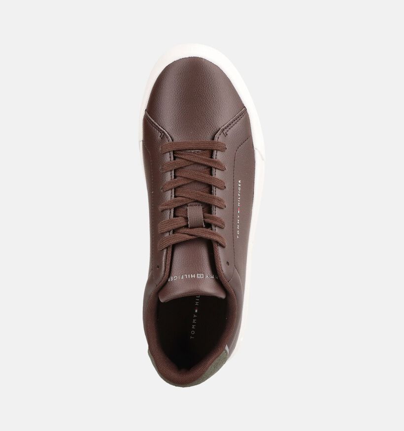 Tommy Hilfiger Court Leather Chaussures plates en Brun fonc&eacute; pour hommes (378161) - pour semelles orthop&eacute;diques