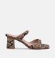 March23 Dani Python Bruine Slippers op hak voor dames (372164)