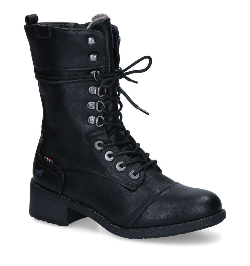 Mustang Bottes à lacets en Noir en simili cuir (313811)
