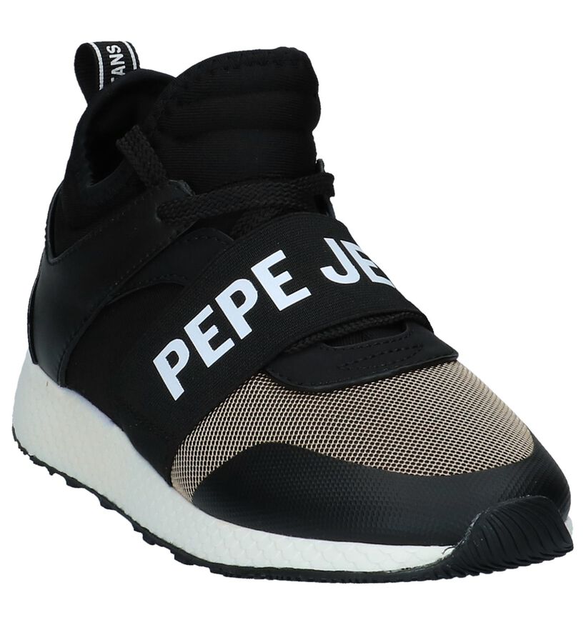 Zwarte Slip-on Sneakers Pepe Jeans Koko Logo in kunstleer (225521)