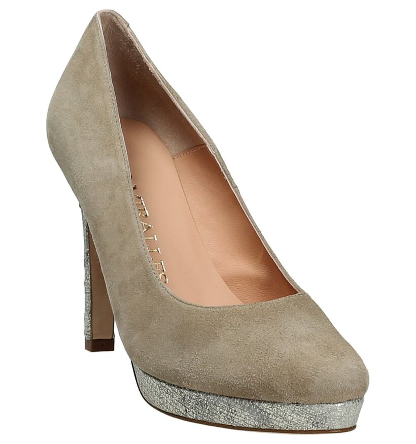 Beige High Heel Pumps Pedro Miralles in daim (178108)