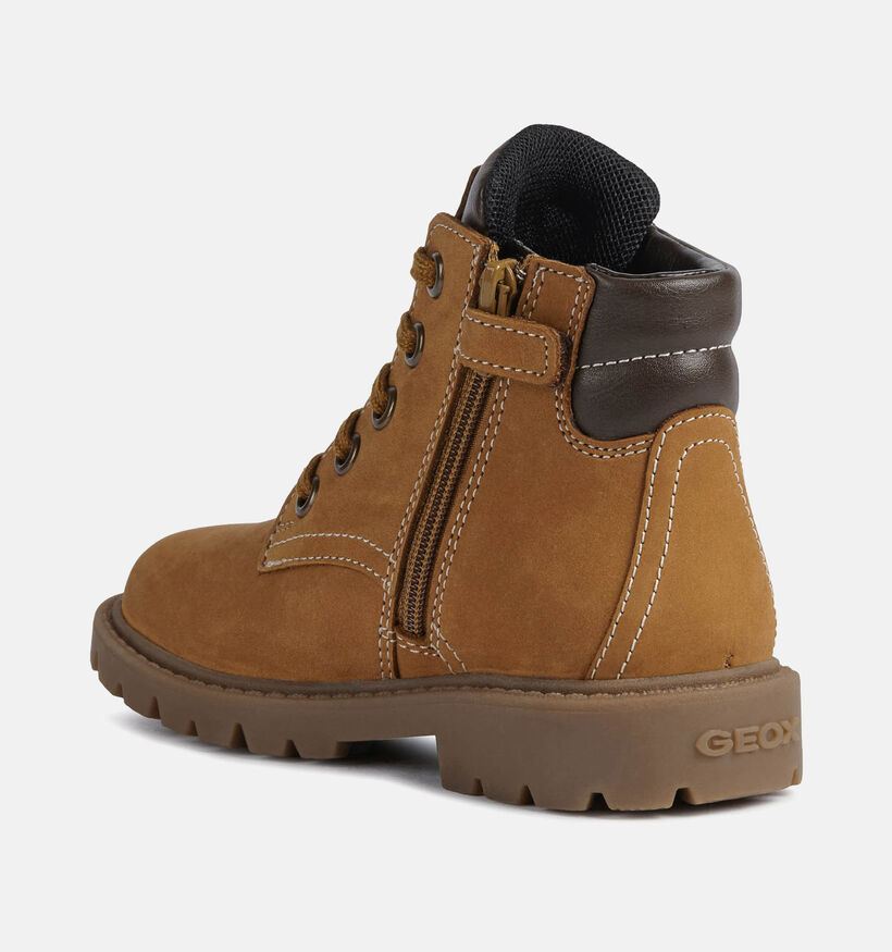 Geox Shaylax Nubuck Bottines robustes en Marron pour garçons (360365) - pour semelles orthopédiques