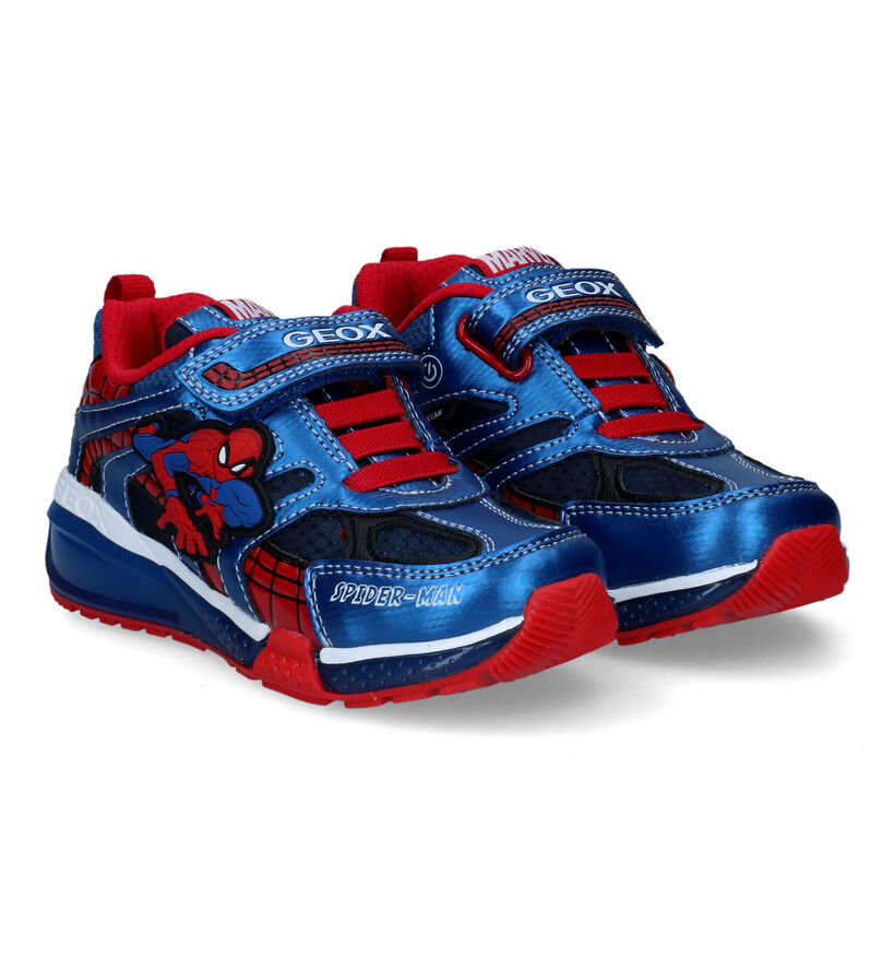 Geox Spider-Man Baskets en Bleu pour garçons (312557) - pour semelles orthopédiques