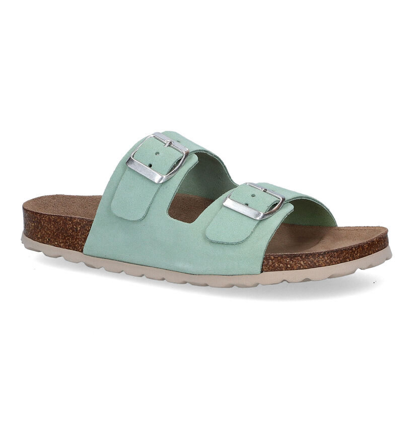 Signatur Groene Slippers in daim (306237)