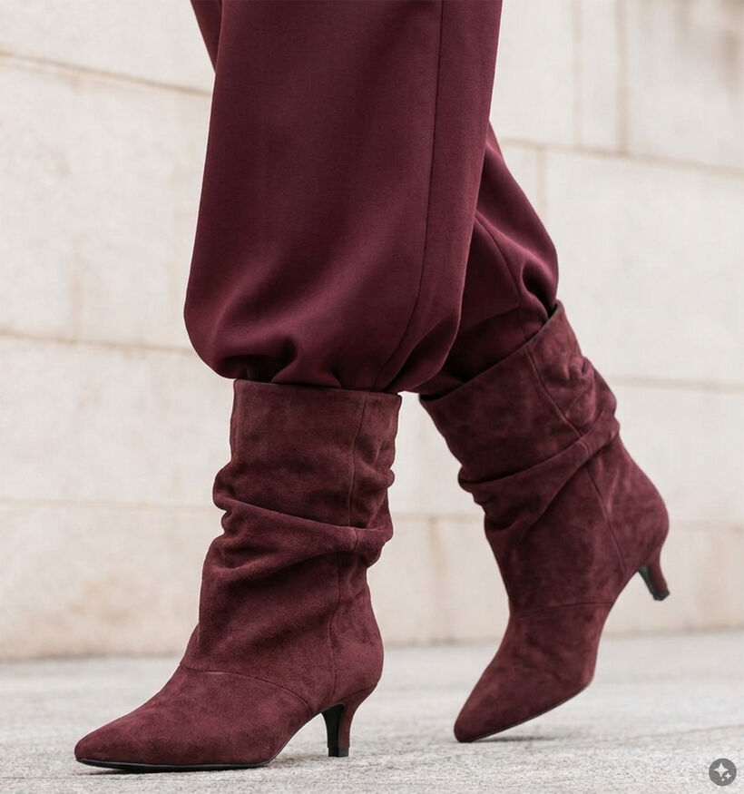 Laurent David Bordeaux Enkellaarzen met Kitten Heels voor dames (380698)