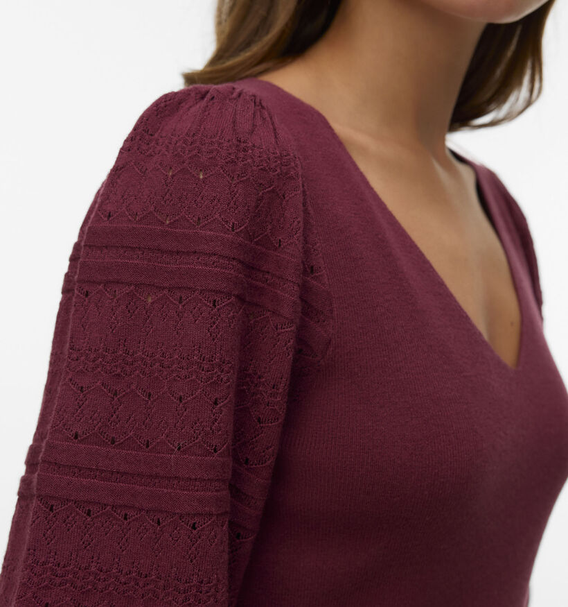 Vero Moda New Limone Pull en Bordeaux pour femmes (377551)