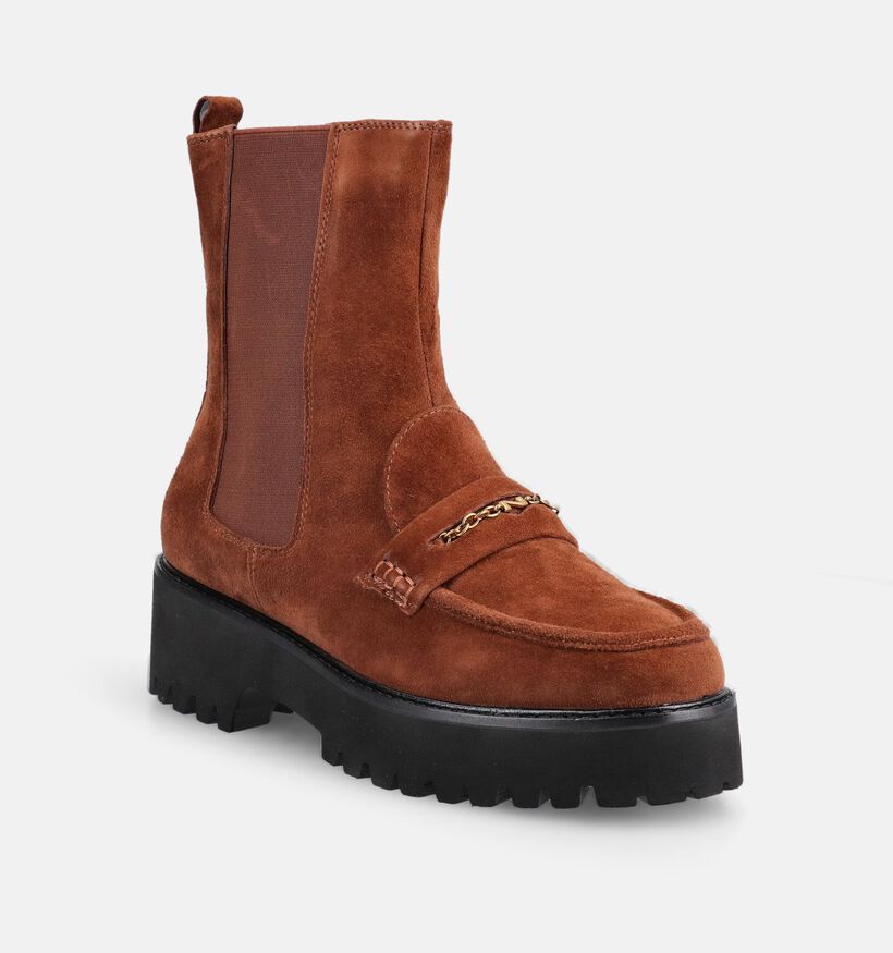 Nathan-Baume Bottines Chelsea en Brun fonc&eacute; pour femmes (380242)
