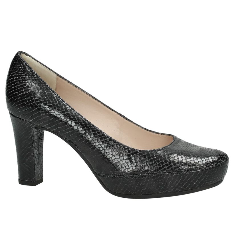 Zwarte Unisa Pumps met Slangenprint,  Zwarte Unisa Pumps met Slangenprint, , pdp