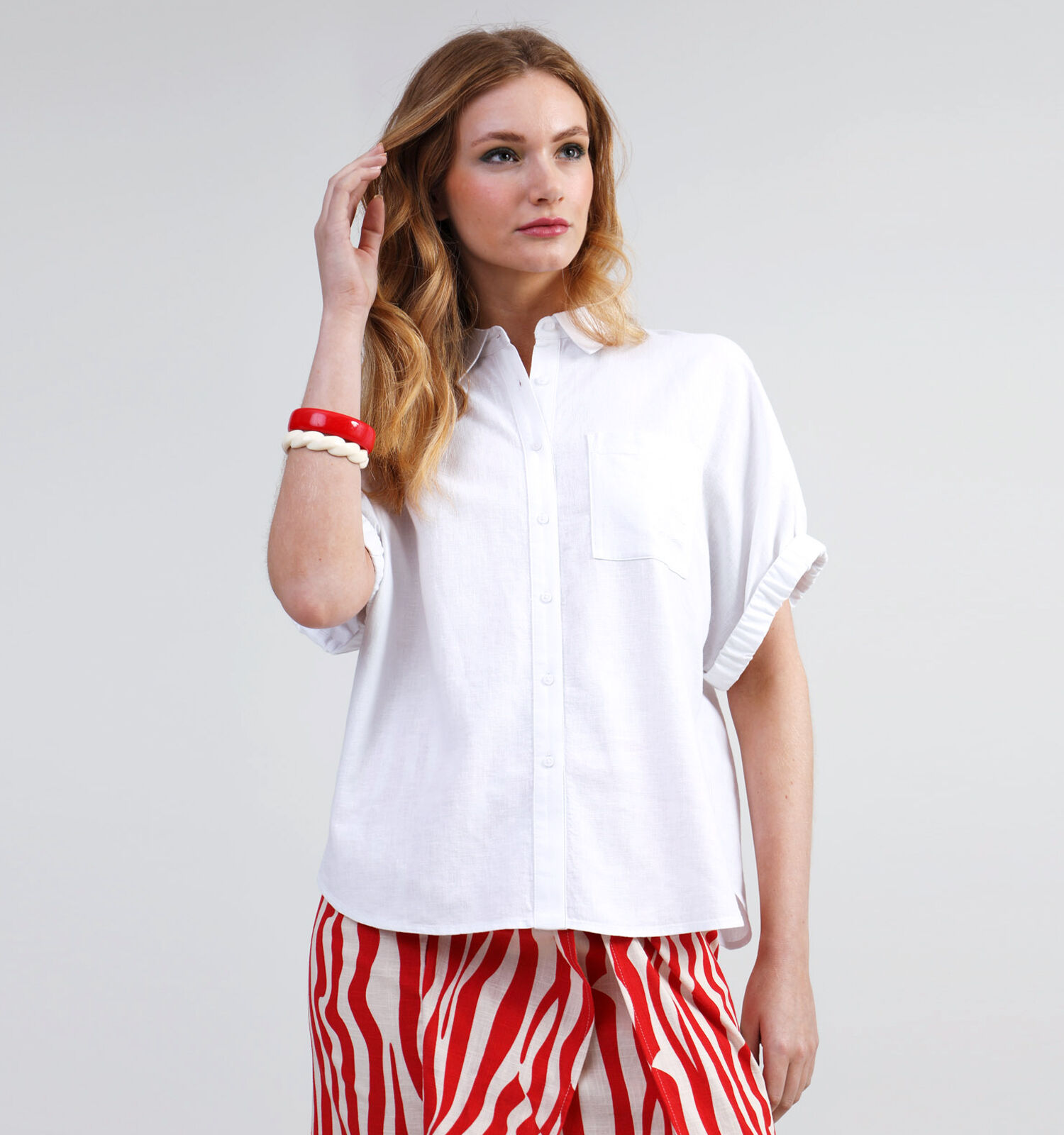 comma Wit Linnen Hemd Dames Blouses Online op TORFS.BE