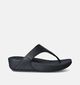FitFlop Lulu Leather Toepost Zwarte Teenslippers voor dames (353633)