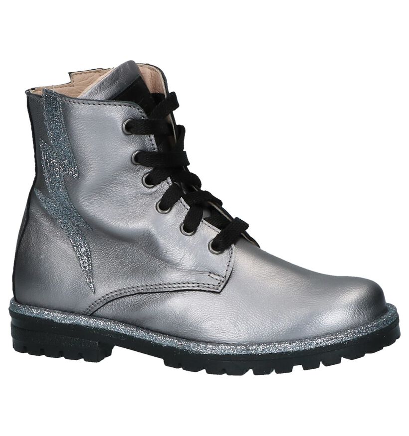 K3 Zilveren Bottines met Rits/Veter in leer (231955)