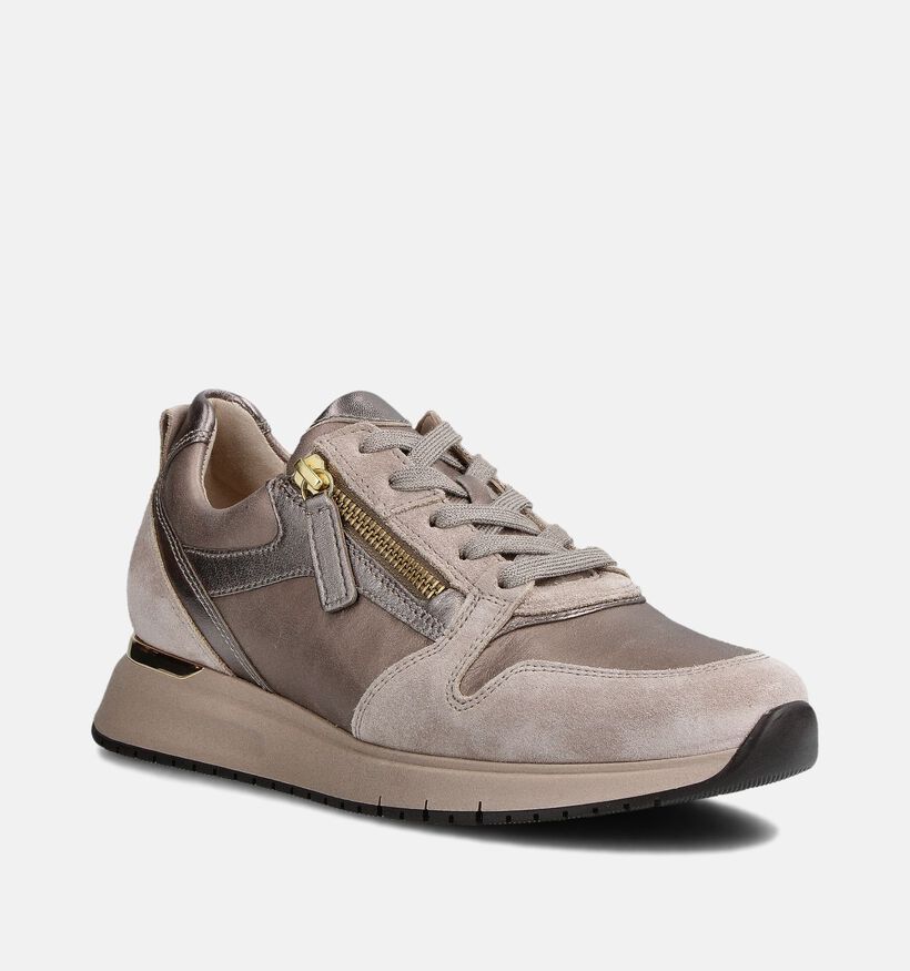 Gabor Beige Sneakers met Rits en Veter voor dames (360304) - geschikt voor steunzolen