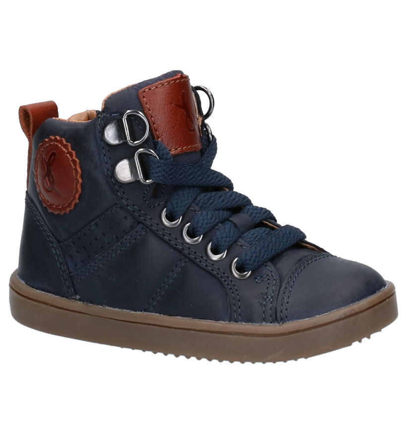 Milo & Mila Blauwe Hoge Schoenen in leer (262022)