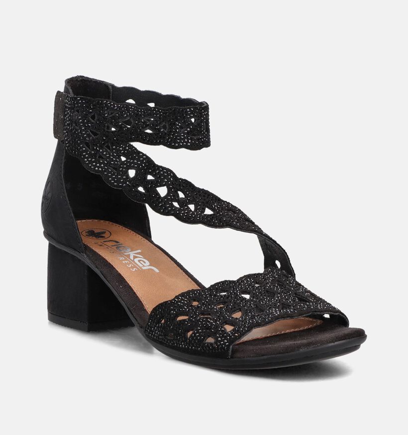 Rieker Zwarte Sandalen met Blokhak voor dames (370408)