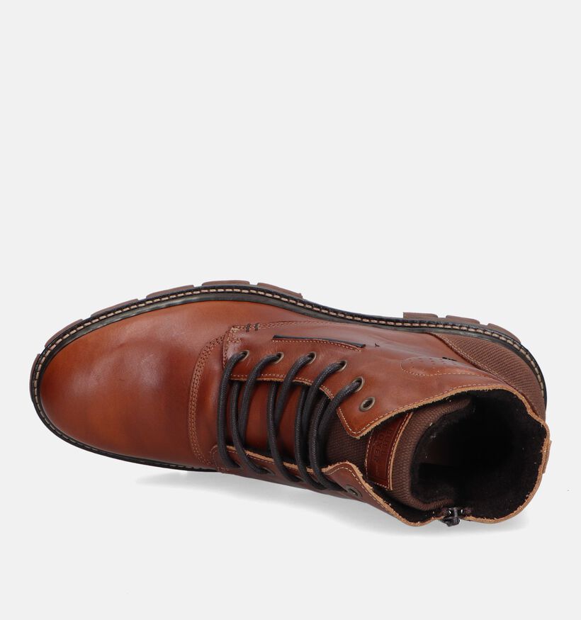 Bullboxer Boots à lacets en Cognac pour hommes (328892) - pour semelles orthopédiques