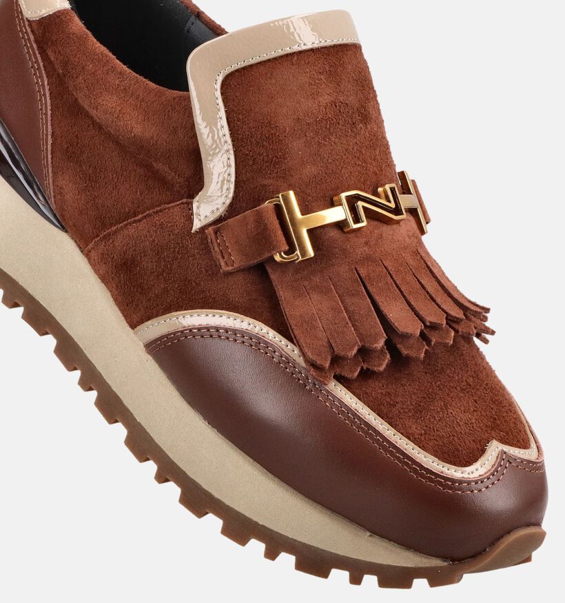 Nathan-Baume Donkerbruine Mocassins voor dames (380237) - geschikt voor steunzolen