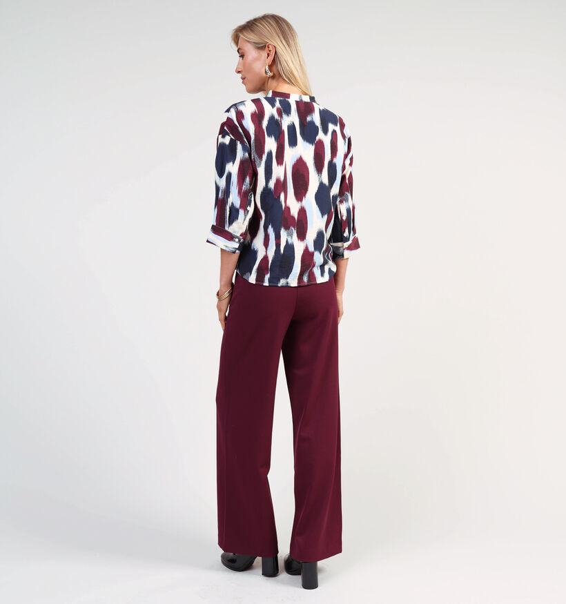 Vila Rano 3/4 Shirt Blouse en Bleu/Bordeaux pour femmes (364082)