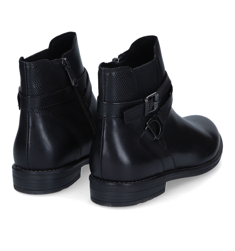 Marco Tozzi Bottines plates en Noir en cuir (315361)