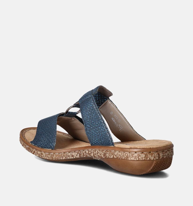 Rieker Nu-pieds plates en Bleu pour femmes (354943)