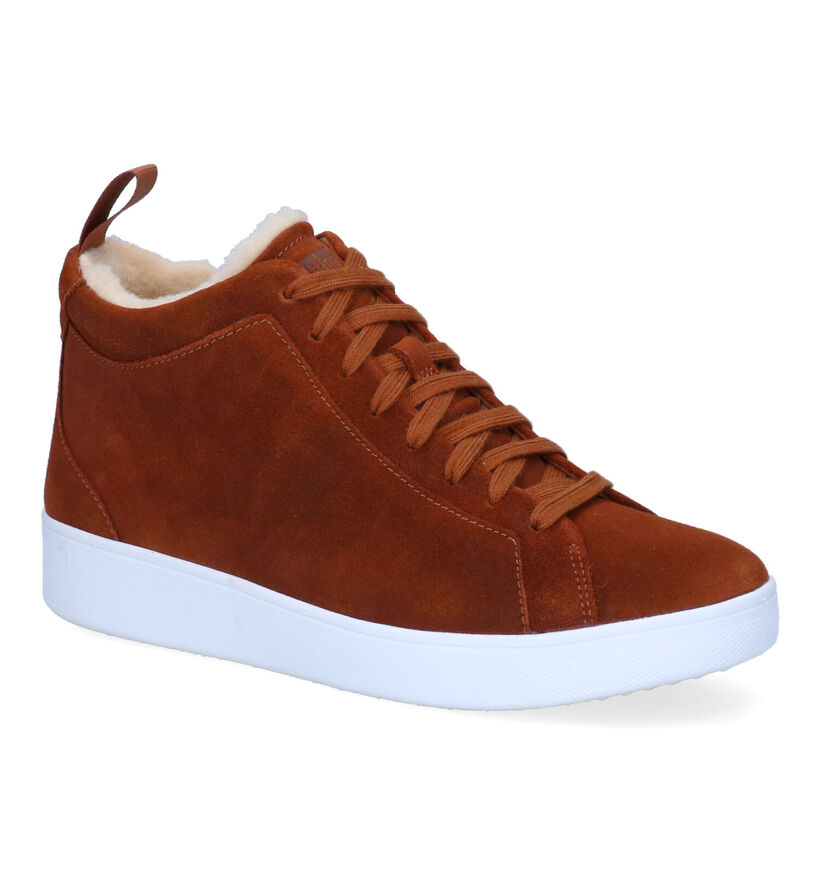 FitFlop Rally High Top Suede Cognac Hoge Sneakers in daim (295132)