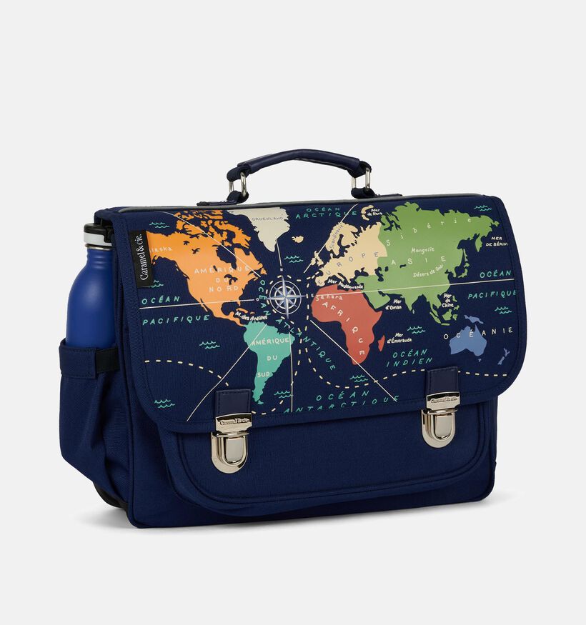 Caramel & cie Mappemonde Blauwe Boekentas voor jongens (369724)
