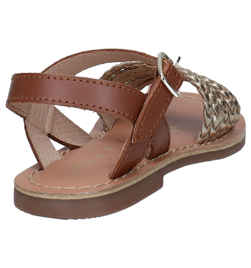 Milo & Mila Cognac Sandalen in leer (292038)