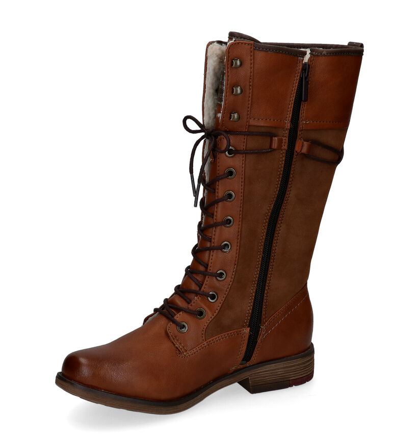 Mustang Bottes à lacets en Cognac en simili cuir (298098)
