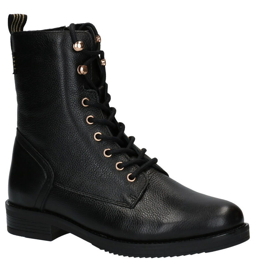 Poelman Boots à lacets en Noir en cuir (277414)