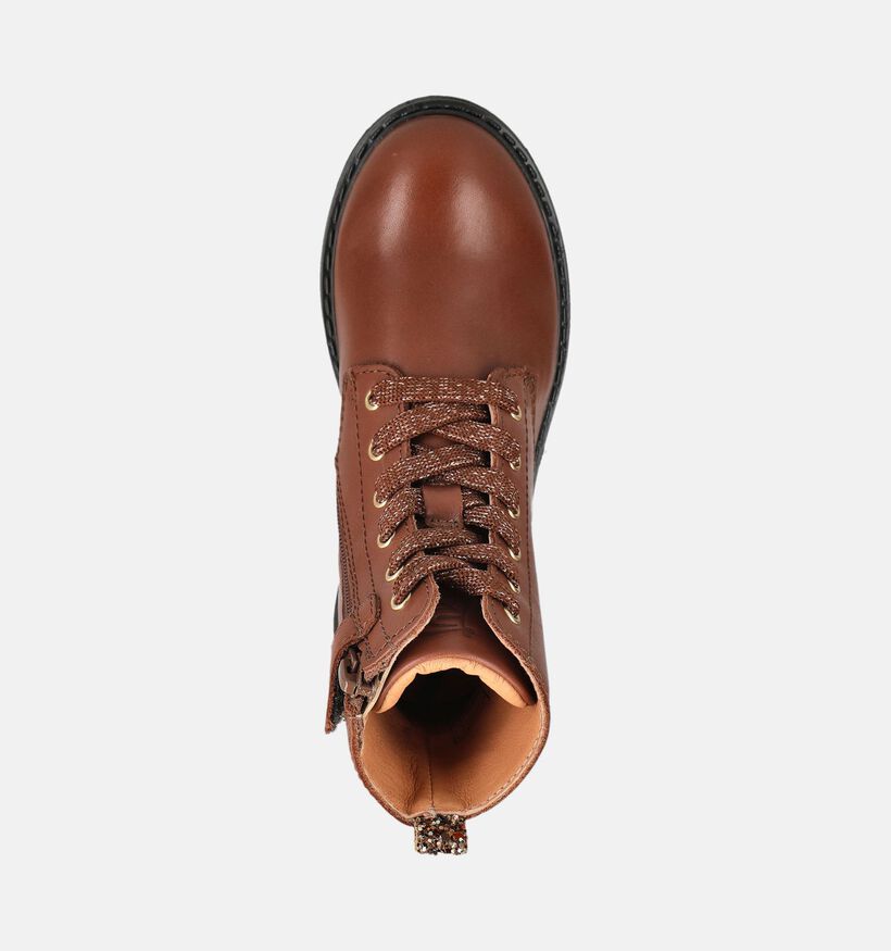 FR by Romagnoli Boots &agrave; lacets en Cognac pour filles (379003) - pour semelles orthop&eacute;diques