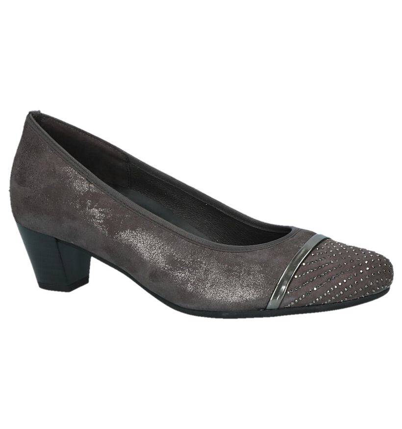 Donkergrijze Pumps met Steentjes Gabor Comfort in daim (231107)