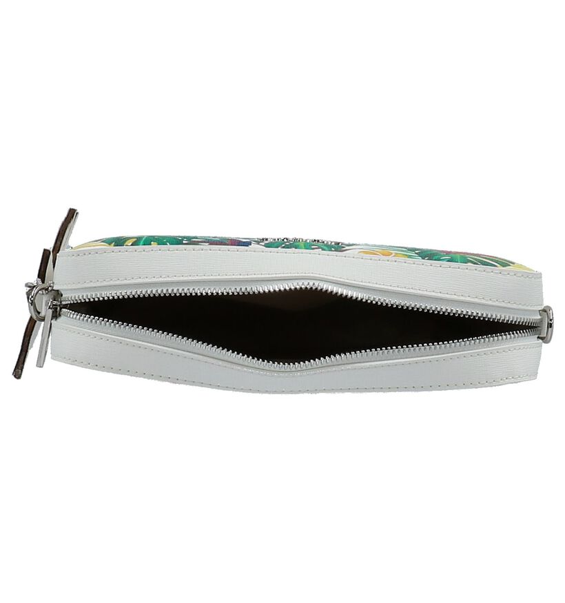 Kisses of Pearl Amalia Witte Crossbody Tas met Tropical Print in kunstleer (236296)