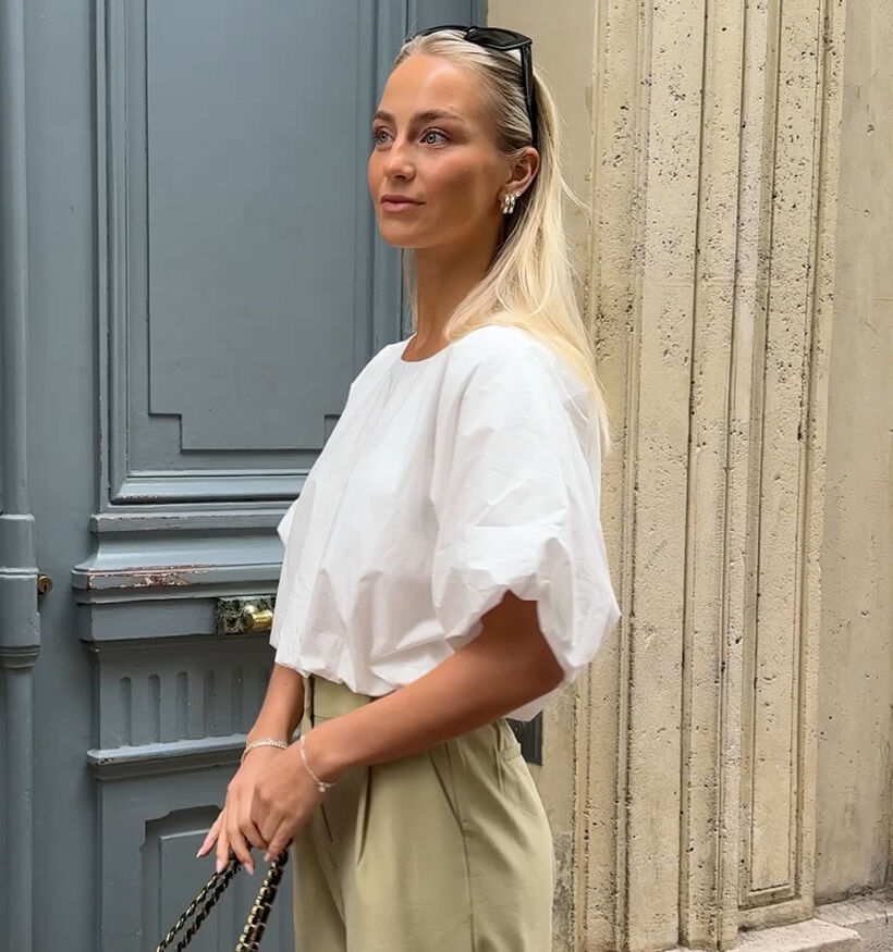 Vila Baluni O-Neck Volume Blouse en Blanc pour femmes (374267)